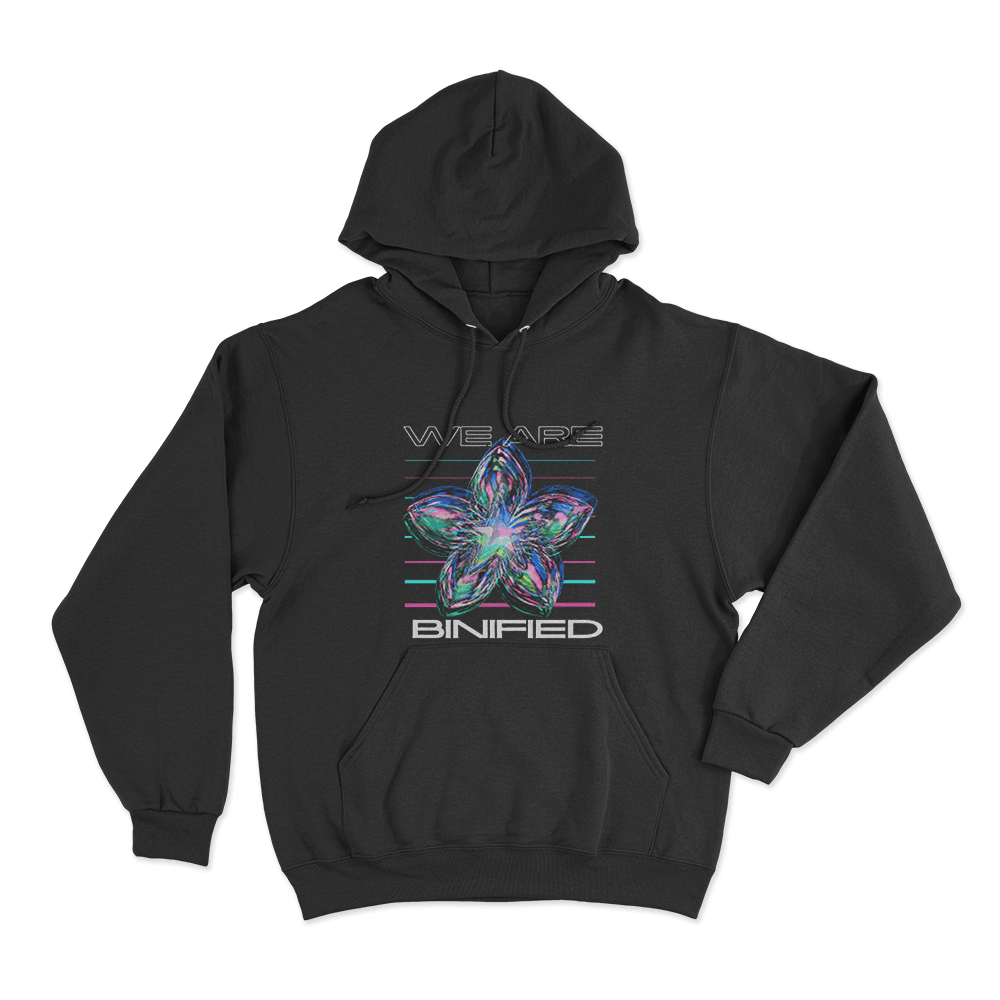 We Are Binified Flower Unisex Hoodie Black We Are Binified Flower Unisex Hoodie Black